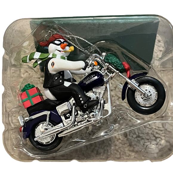 Harley Davidson Snowman Motorcycle Ornament - Picture 1 of 3